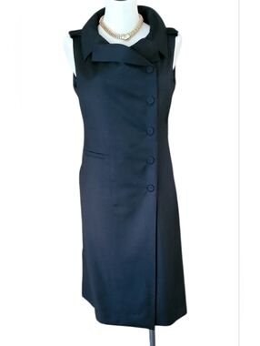 CALVIN KLEIN COLLECTION Wool Button up Dress Silk Lining Made In Italy.